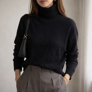 J.Crew Black Merino Wool Alpaca Blend Turtleneck Sweater Size Small